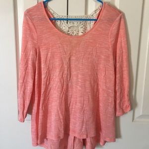 3/4 Sleeve Lace Back Top